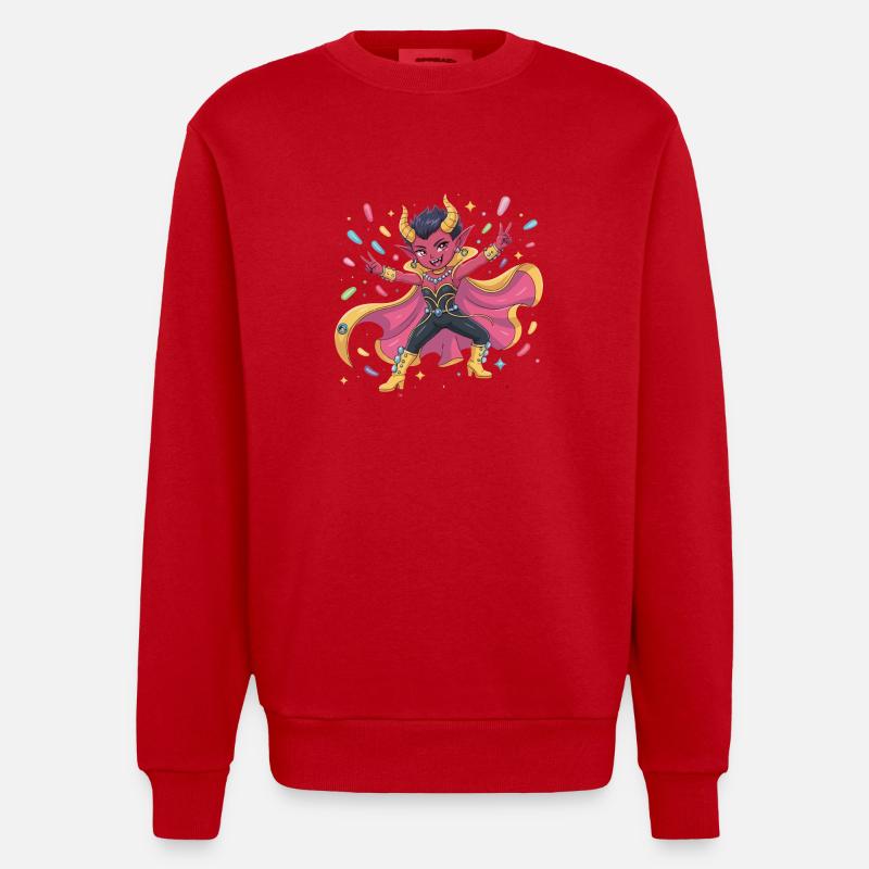 Disco Dämon Diva - Heavyweight Oversized Organic Crew Neck Made in EU - Rot