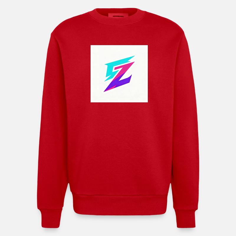 ZickZack Neon Gradient Logo - Heavyweight Oversized Organic Crew Neck Made in EU - Rot
