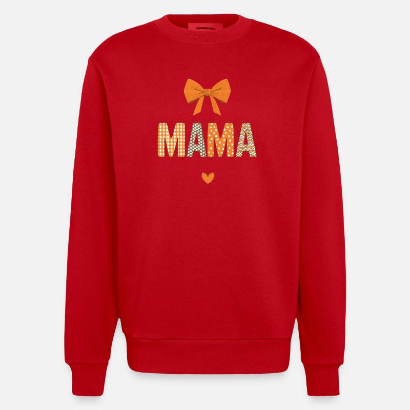 Maman Orange Motifs Patchwork - Sweat bio épais oversize fabriqué en UE - rouge