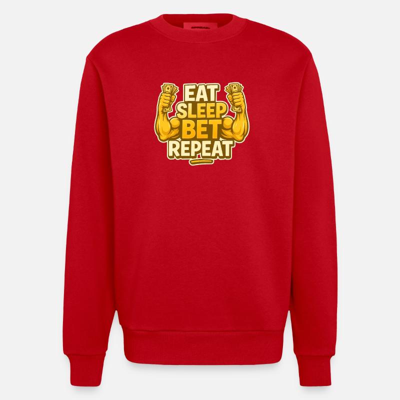 Manger dormir pari répéter - Sweat bio épais oversize fabriqué en UE - rouge