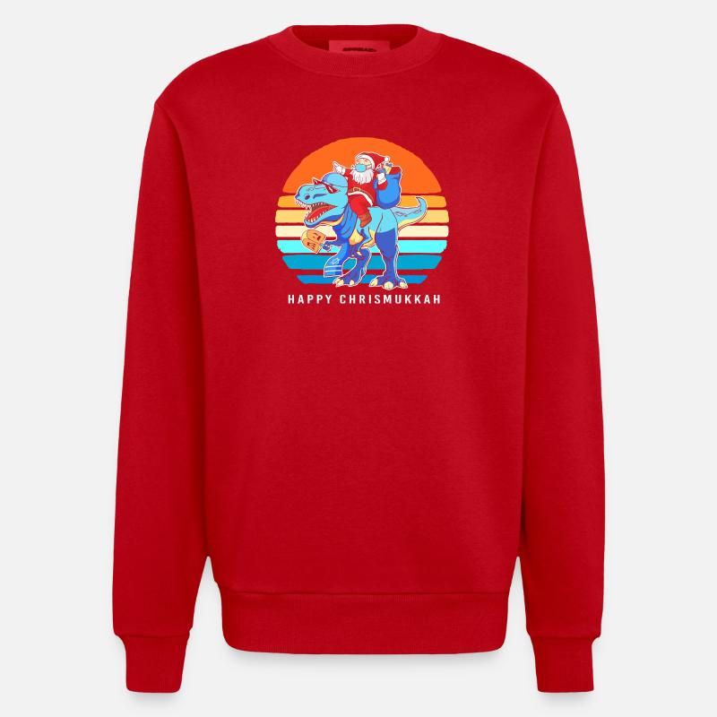 Hanoukka Hanoukka Hanoukka Noël - Sweat bio épais oversize fabriqué en UE - rouge