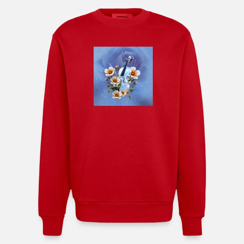 Violon Celeste à fleurs - Sweat bio épais oversize fabriqué en UE - rouge