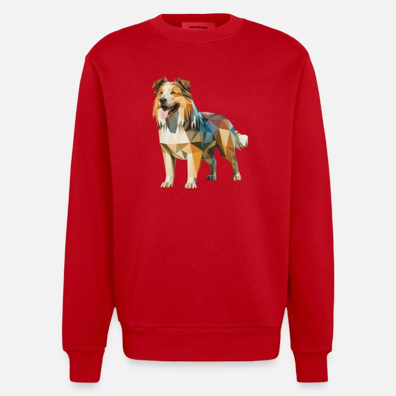 Australian Shepherd - Cooles Low Poly Logo - Heavyweight Oversized Organic Crew Neck Made in EU - Rot