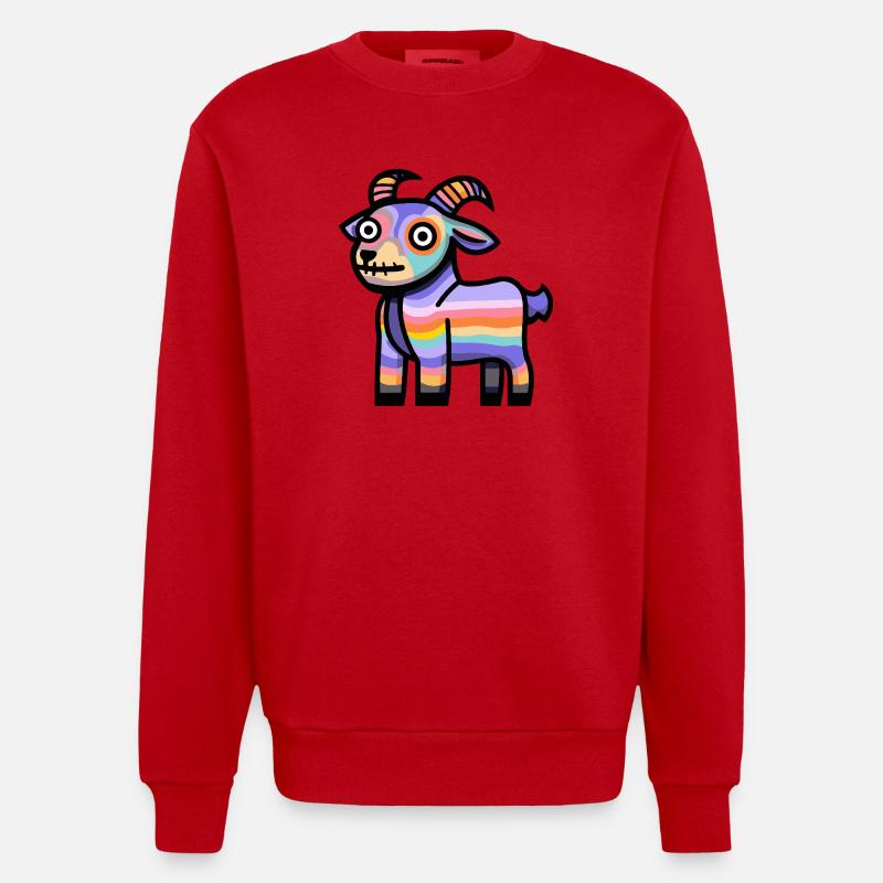 Bergziege Halloween Comic Lustig - Heavyweight Oversized Organic Crew Neck Made in EU - Rot