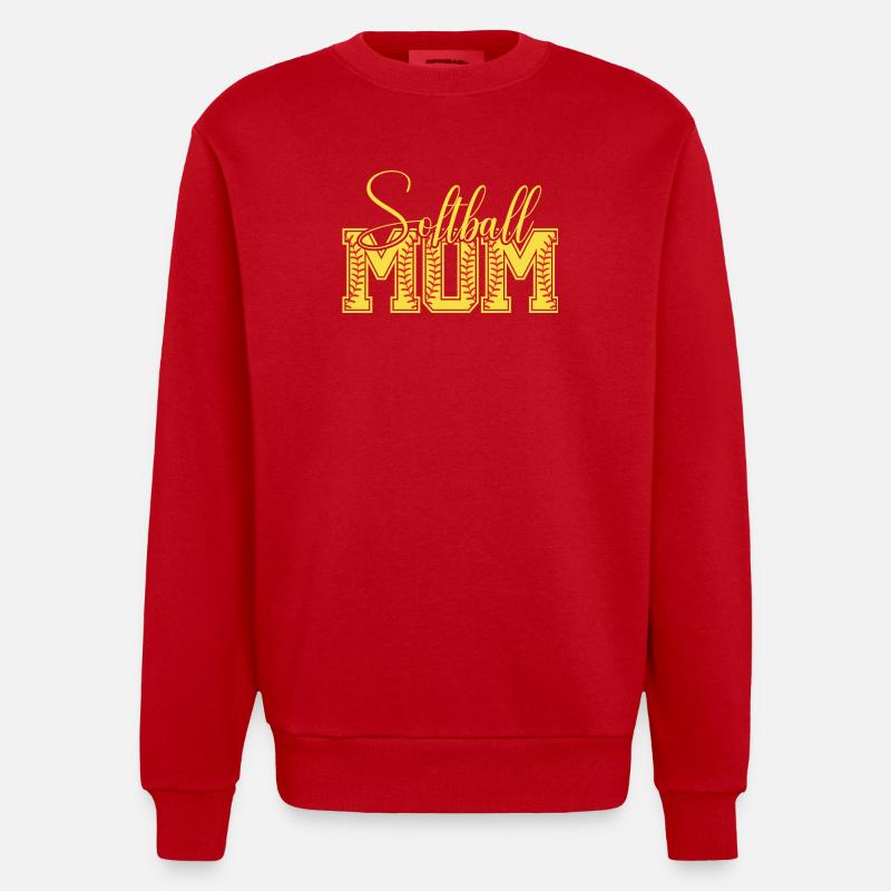 Logo lettré de maman de softball - Sweat bio épais oversize fabriqué en UE - rouge