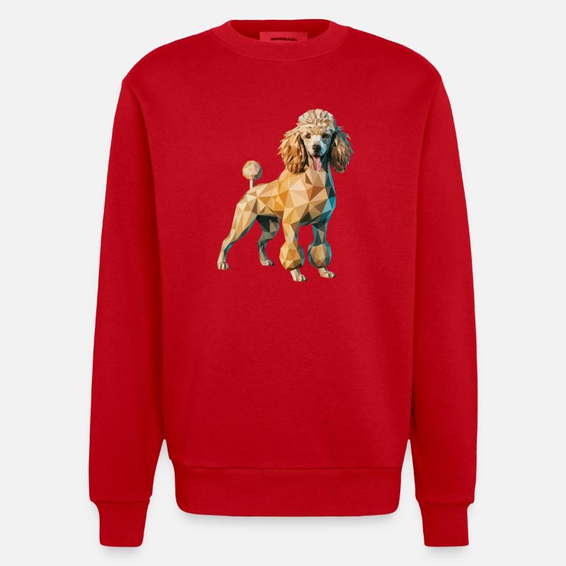 Caniche - Logo Low Poly cool - Sweat bio épais oversize fabriqué en UE - rouge