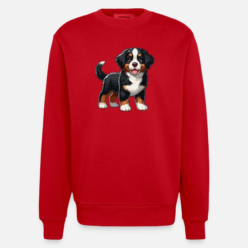 Bouvier Bernois chiot doux - Sweat bio épais oversize fabriqué en UE - rouge