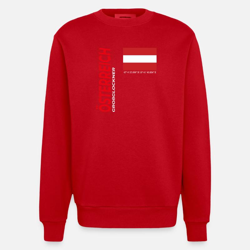 Großglockner - Sweat bio épais oversize fabriqué en UE - rouge