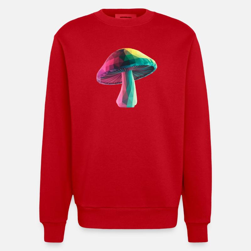 Champignon - Logo Low Poly cool - Sweat bio épais oversize fabriqué en UE - rouge