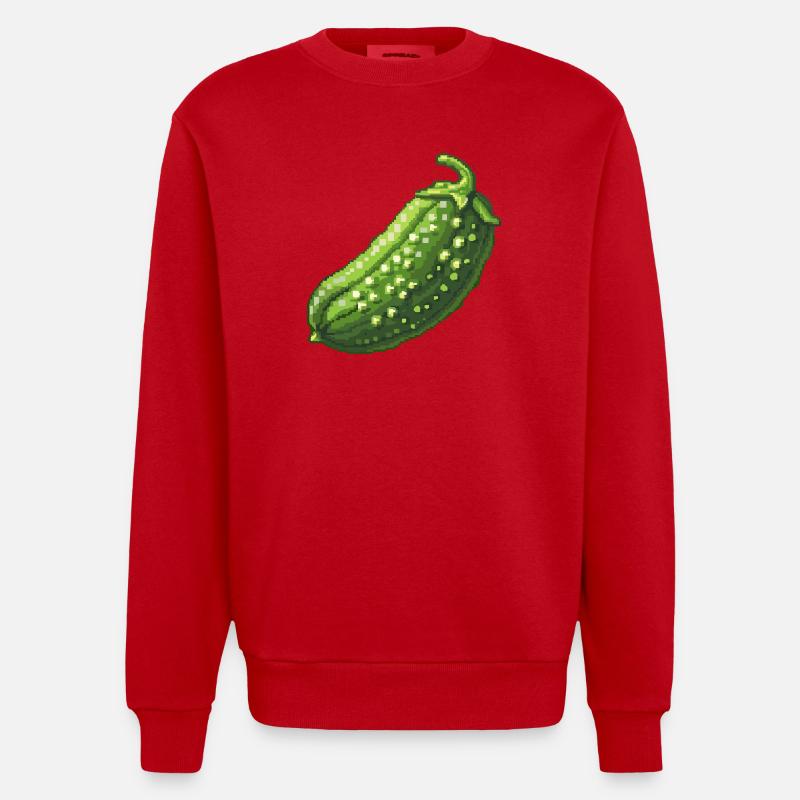 Pixel Concombre Vert Rétro - Sweat bio épais oversize fabriqué en UE - rouge