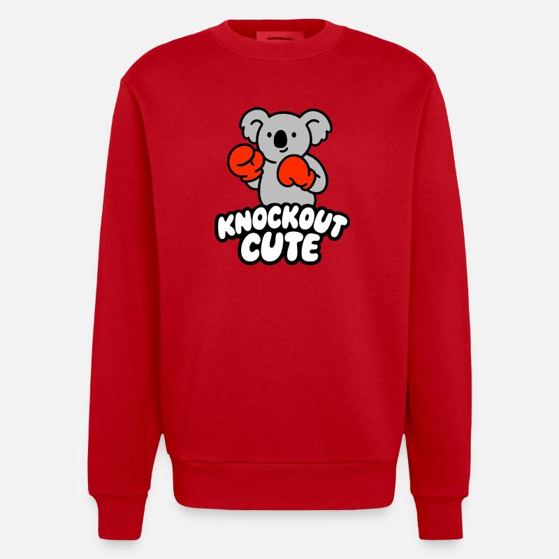 Knockout Cute Koala mit Boxhandschuhen - Heavyweight Oversized Organic Crew Neck Made in EU - Rot