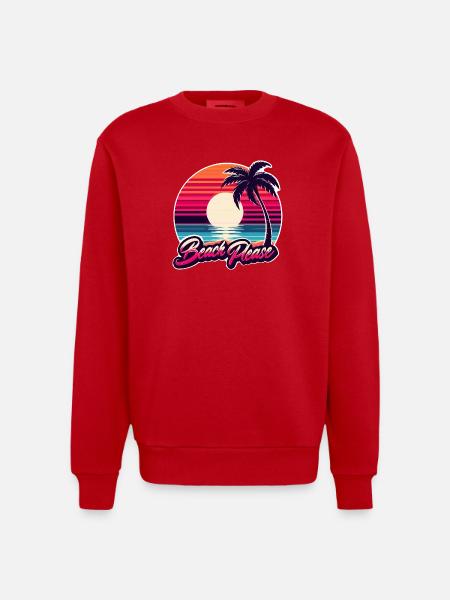 Beach Sunset Beach Please - Heavyweight Oversized Organic Crew Neck Made in EU - red