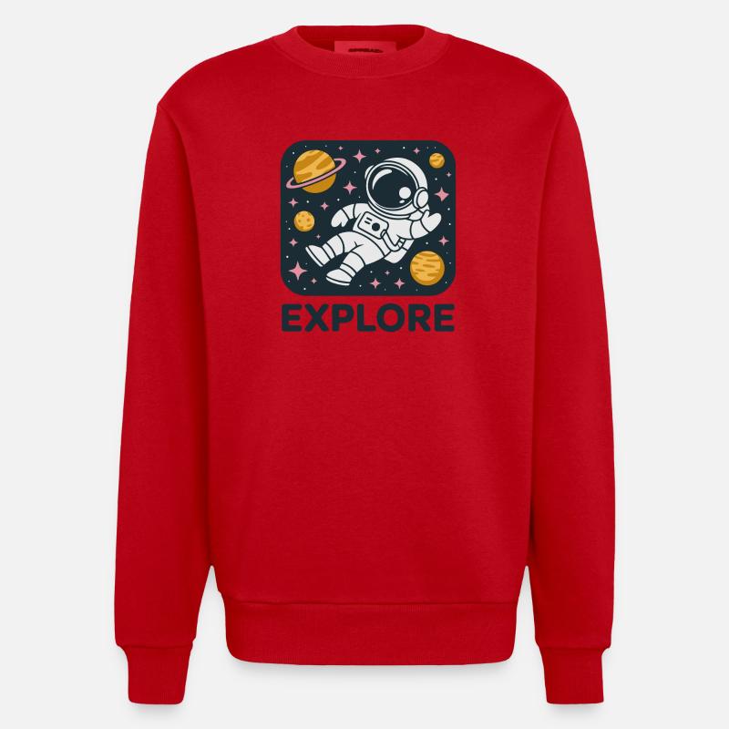 Explorez l’astronaute de l’espace - Sweat bio épais oversize fabriqué en UE - rouge