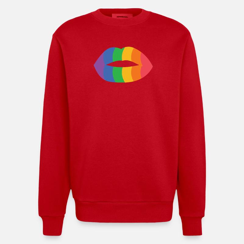Rainbow Lips Impression d’art - Sweat bio épais oversize fabriqué en UE - rouge