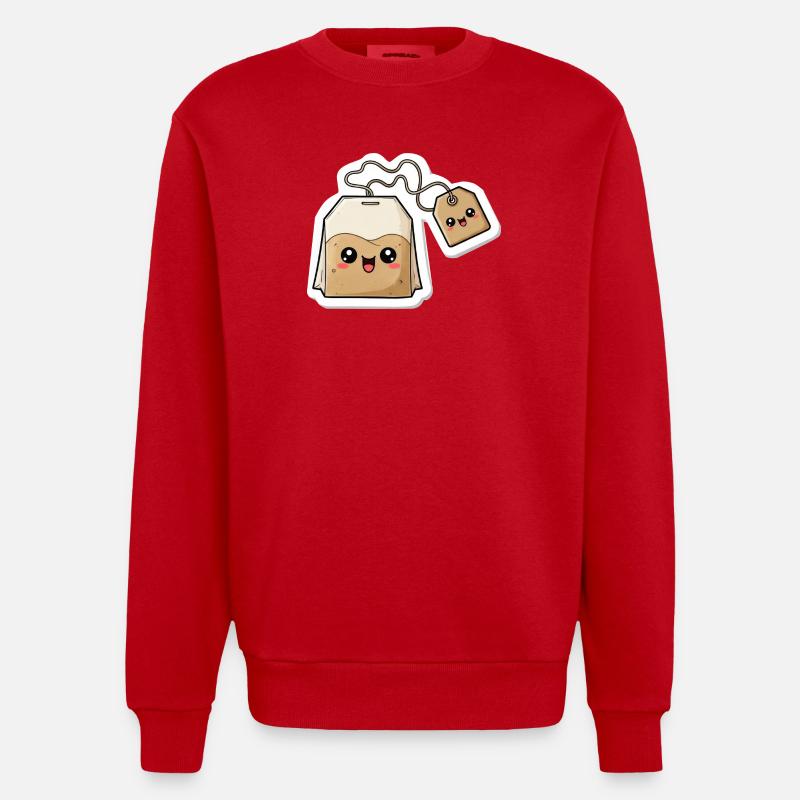 Kawaii Teebeutel Charme - Heavyweight Oversized Organic Crew Neck Made in EU - Rot