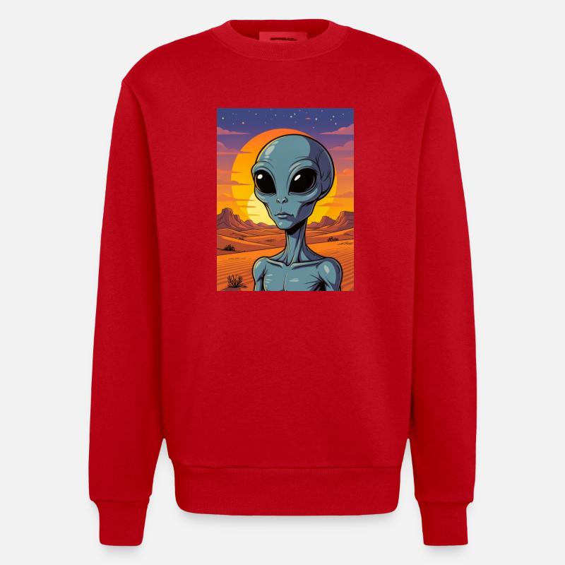 Grey Encounter – Le visage de l’inconnu - Sweat bio épais oversize fabriqué en UE - rouge