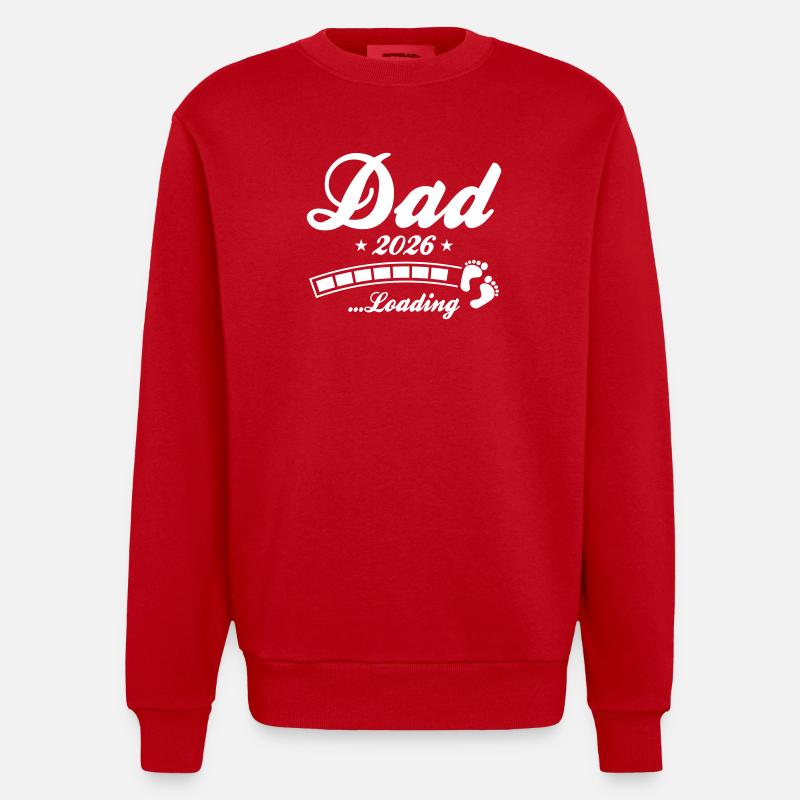 Dad 2026 Loading Papa - Heavyweight Oversized Organic Crew Neck Made in EU - Rot