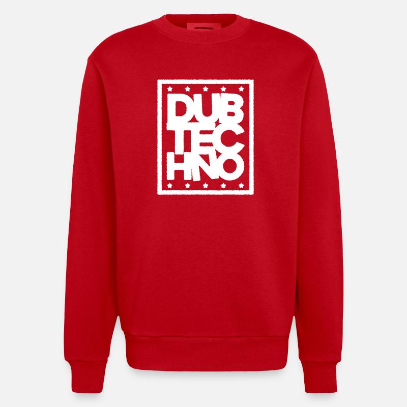 Dub Techno Light Edition - Heavyweight Oversized Organic Crew Neck Made in EU - red