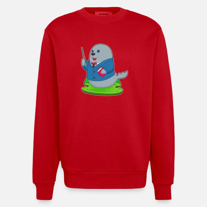 École de lecture Seal Teacher - Sweat bio épais oversize fabriqué en UE - rouge