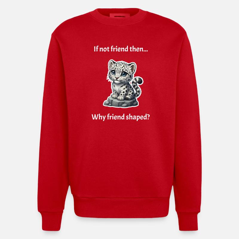 Schneeleopard in Freundschaftsform - Heavyweight Oversized Organic Crew Neck Made in EU - Rot