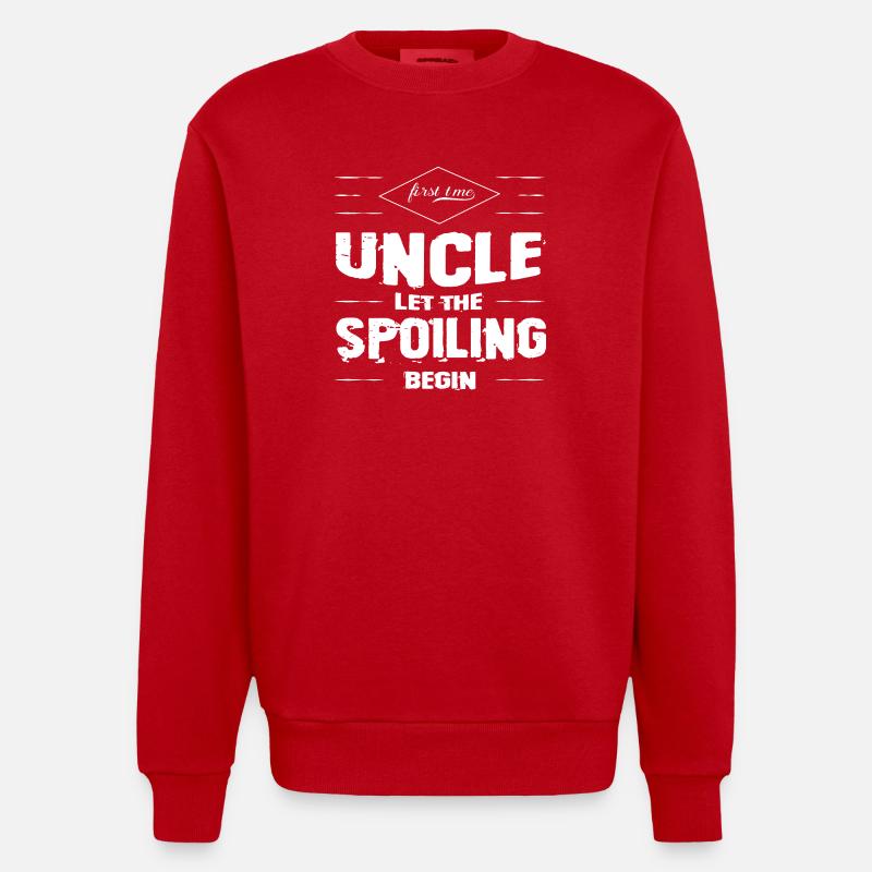 Uncle Gift First Time Uncle - Heavyweight Oversized Organic Crew Neck Made in EU - red
