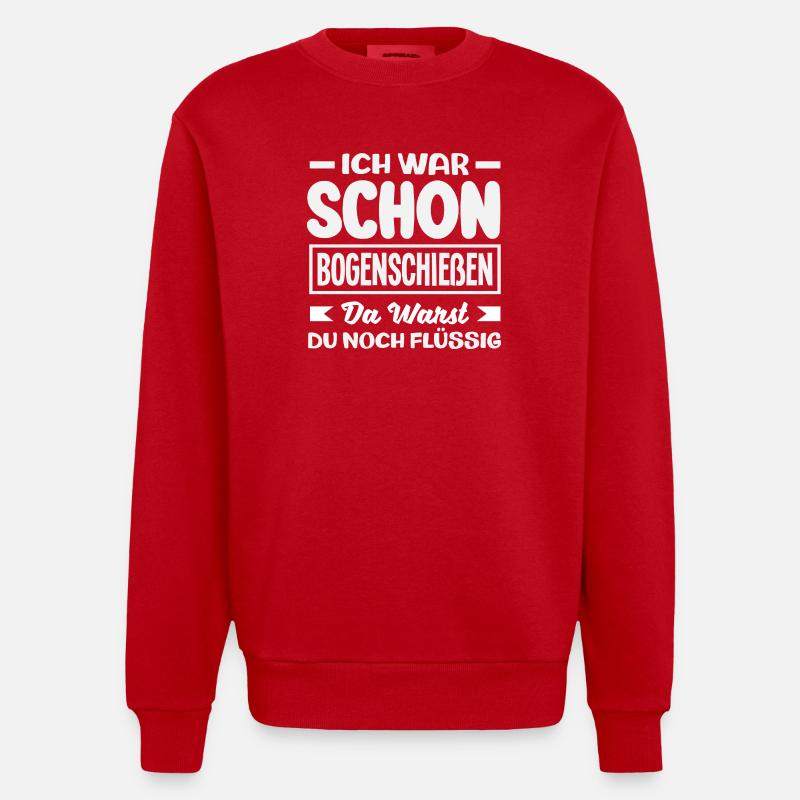 Bogenschießen Bogenschütze Geschenk - Heavyweight Oversized Organic Crew Neck Made in EU - Rot