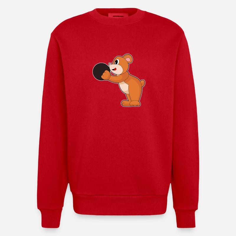 Bear Bowling Boule de bowling - Sweat bio épais oversize fabriqué en UE - rouge