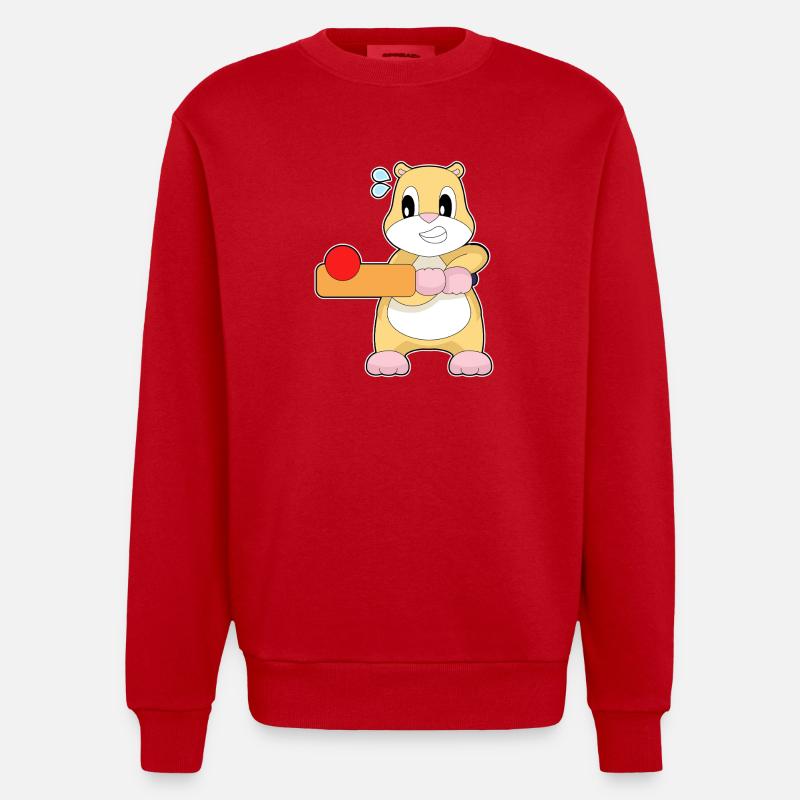 Hamster Cricket Batte de cricket - Sweat bio épais oversize fabriqué en UE - rouge