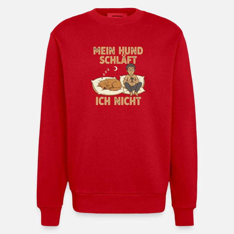 Mon chien dort, pas moi - Sweat bio épais oversize fabriqué en UE - rouge