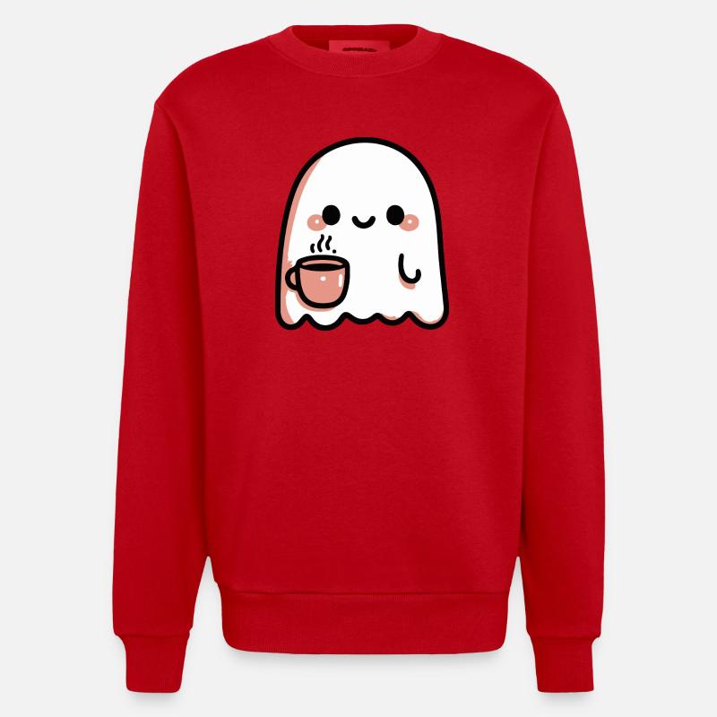 Lächelnder Geist und Pastellkaffee - Heavyweight Oversized Organic Crew Neck Made in EU - Rot