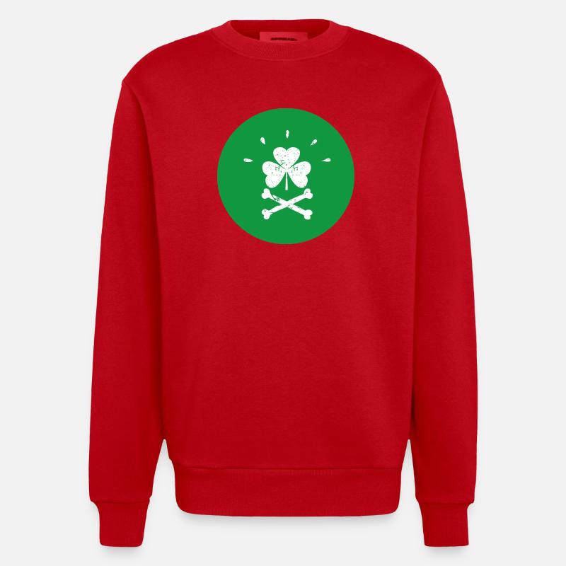 Joyeuse Roger Shamrock Saint-Patrick - Sweat bio épais oversize fabriqué en UE - rouge