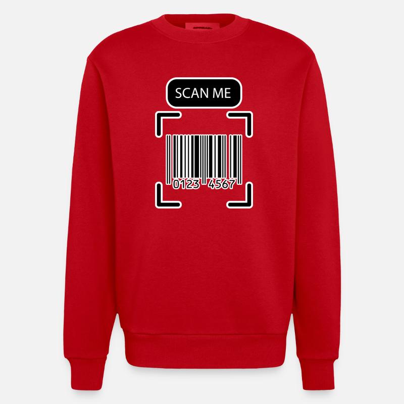 SCAN ME Barcode Lustiges Design - Heavyweight Oversized Organic Crew Neck Made in EU - Rot