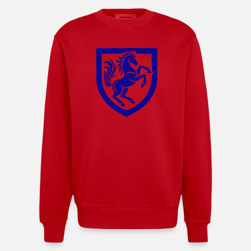 Silhouette de signe de cheval bleu - Sweat bio épais oversize fabriqué en UE - rouge
