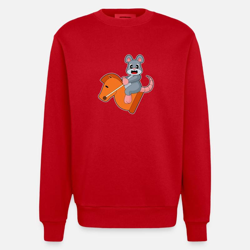 Maus Schachfigur Springer Schach - Heavyweight Oversized Organic Crew Neck Made in EU - Rot
