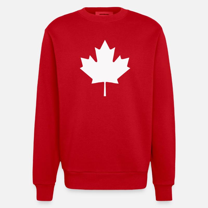 Kanada Blatt Silhouette - Heavyweight Oversized Organic Crew Neck Made in EU - Rot