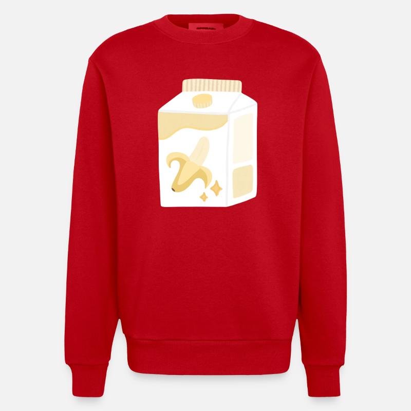 Bananenmilch Karton - Heavyweight Oversized Organic Crew Neck Made in EU - Rot