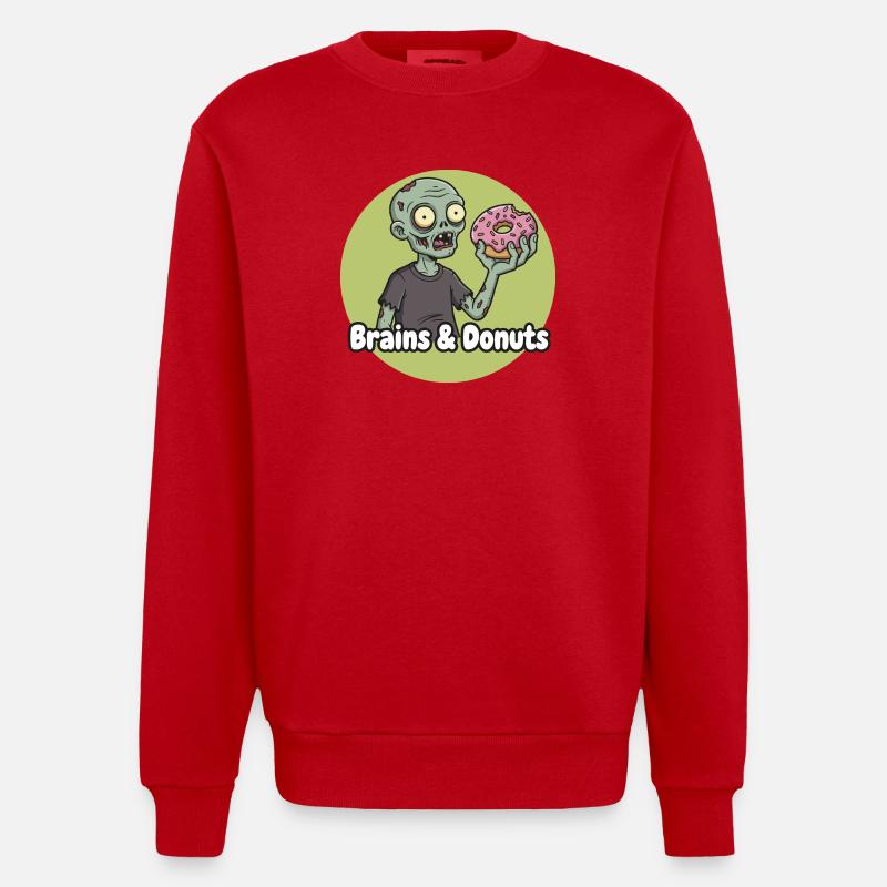 Zombie mit Donut Humor - Heavyweight Oversized Organic Crew Neck Made in EU - Rot