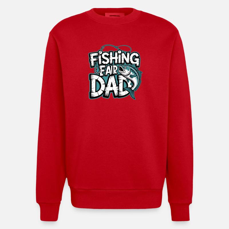 Fischfang Papa Comic Tee - Heavyweight Oversized Organic Crew Neck Made in EU - Rot