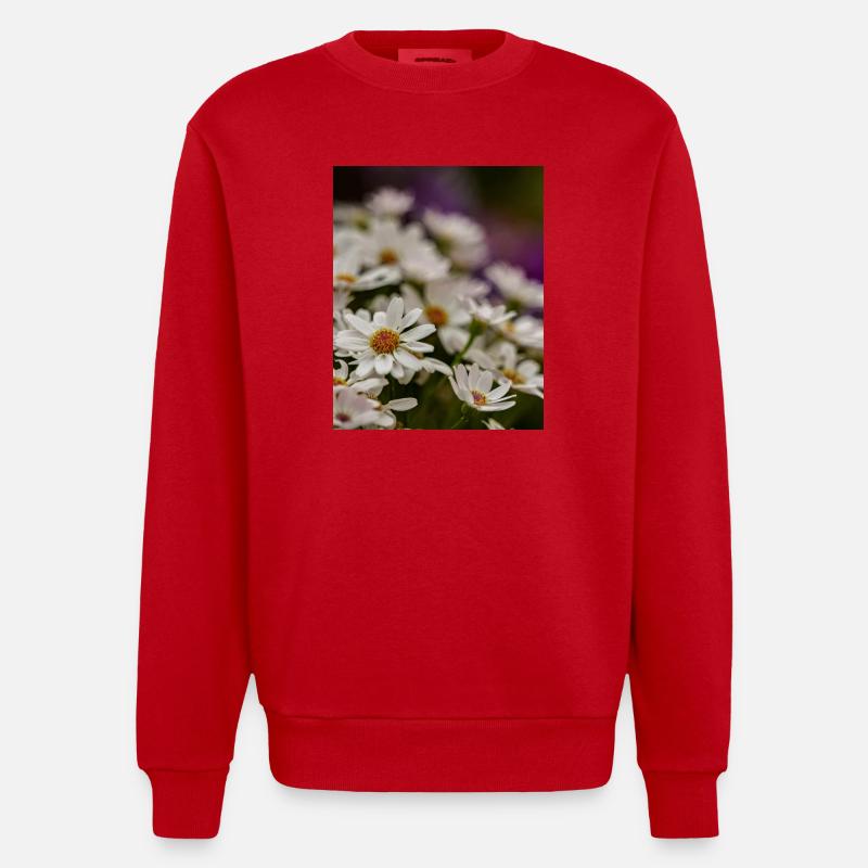 Gänseblümchen Blumen - Heavyweight Oversized Organic Crew Neck Made in EU - Rot