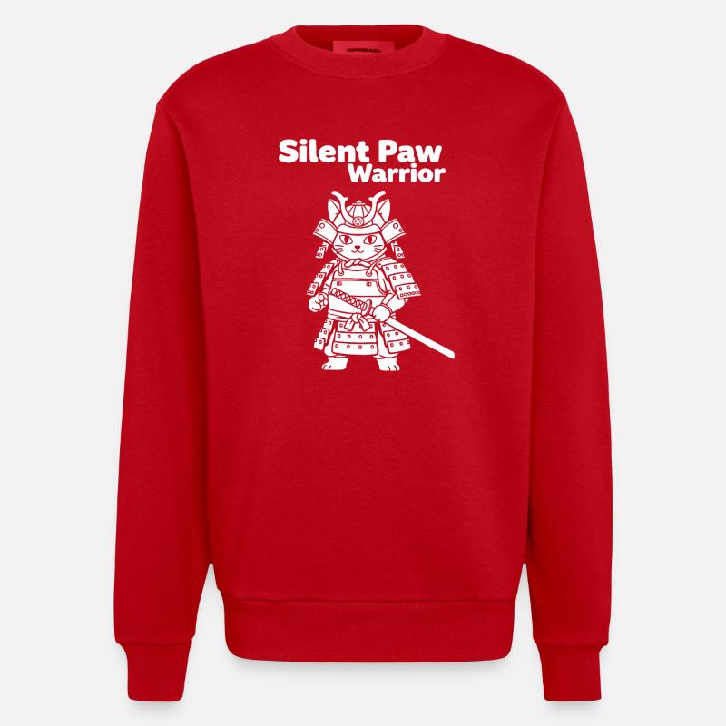 Stille Pfoten Samurai - Heavyweight Oversized Organic Crew Neck Made in EU - Rot