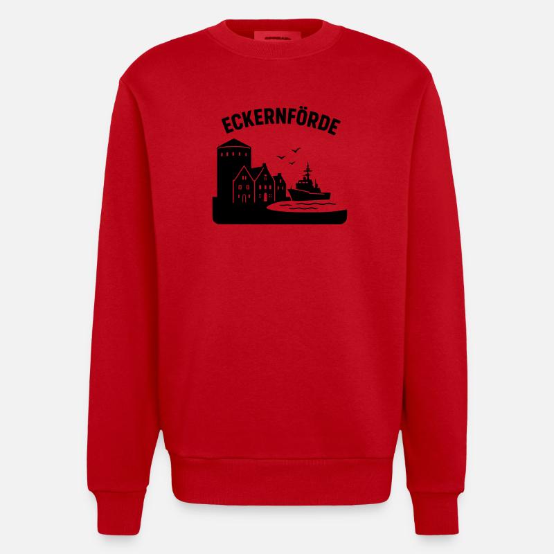eckernförde schleswig holstein - Heavyweight Oversized Organic Crew Neck Made in EU - Rot