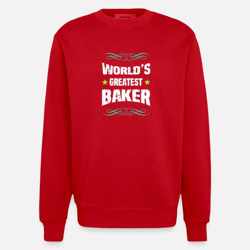 Weltbester Bäcker - Heavyweight Oversized Organic Crew Neck Made in EU - Rot