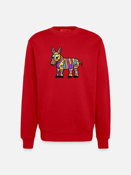 Donkey Halloween Zombie - Heavyweight Oversized Organic Crew Neck Made in EU - red