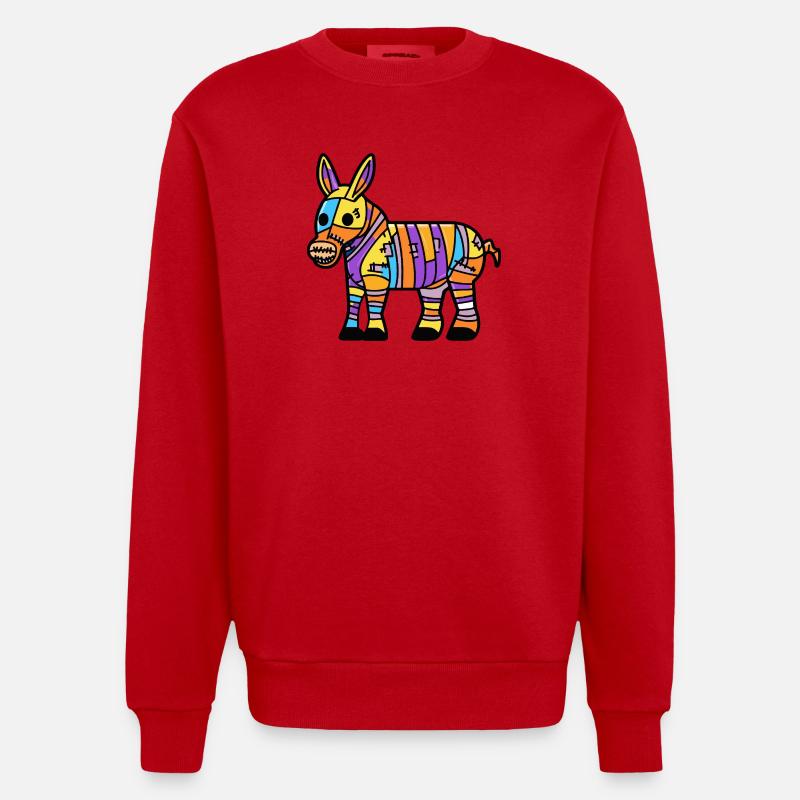 Esel Halloween Zombie - Heavyweight Oversized Organic Crew Neck Made in EU - Rot