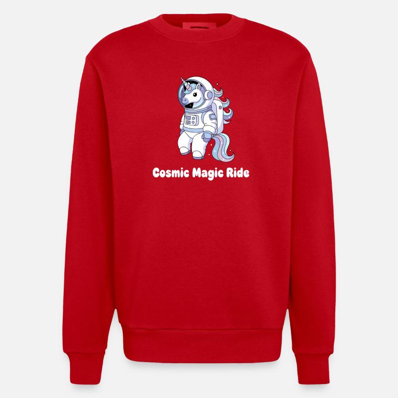 Kosmische Einhorn Raumfahrt - Heavyweight Oversized Organic Crew Neck Made in EU - Rot