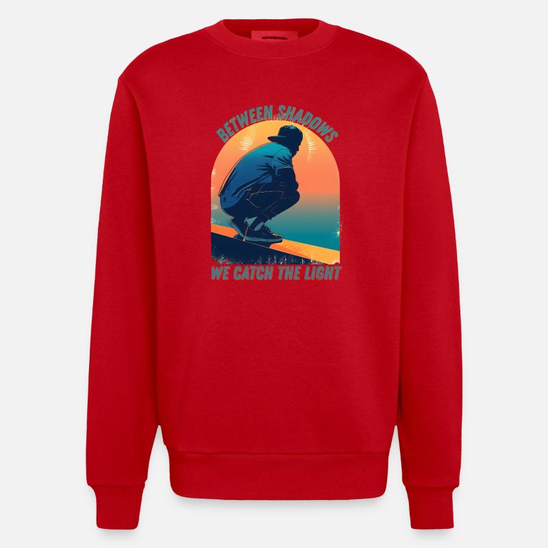 Between Light and Shadow - Heavyweight Oversized Organic Crew Neck Made in EU - red