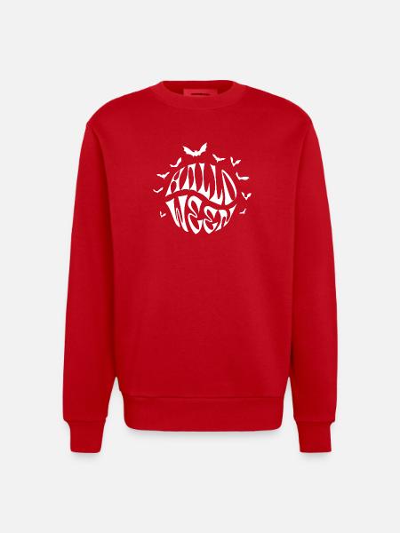 Halloween circle logo with bats - Heavyweight Oversized Organic Crew Neck Made in EU - red