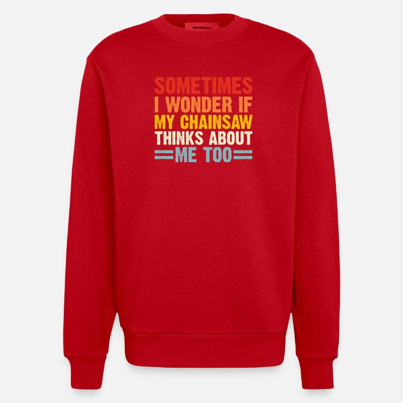 Waldarbeiter Geschenk Baumpfleger Holzarbeiter - Heavyweight Oversized Organic Crew Neck Made in EU - Rot