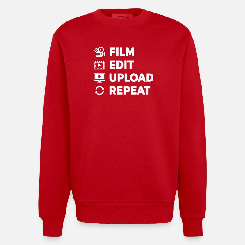 Video Editing Film Making Content Creator - Heavyweight Oversized Organic Crew Neck Made in EU - red