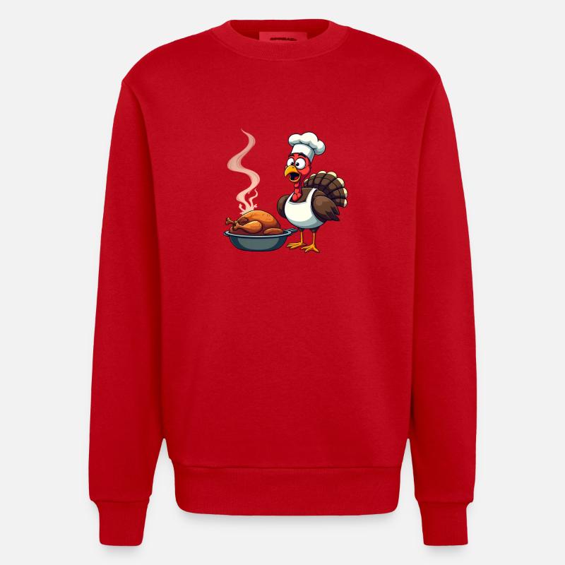 Cuisinier de dinde de Thanksgiving - Sweat bio épais oversize fabriqué en UE - rouge